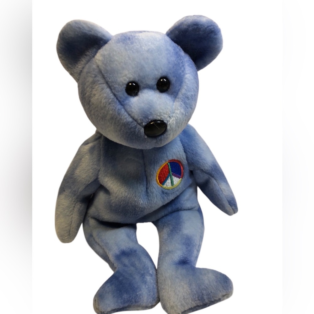 Ty Beanie Baby Peace the Bear 8 inch blue